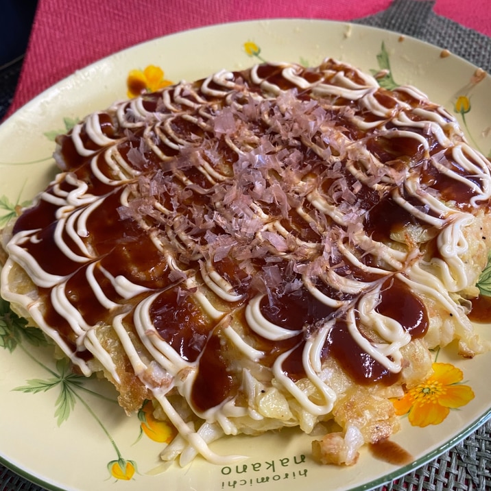 ワンパンで❣️豆腐とキャベツの低糖質なお好み焼き